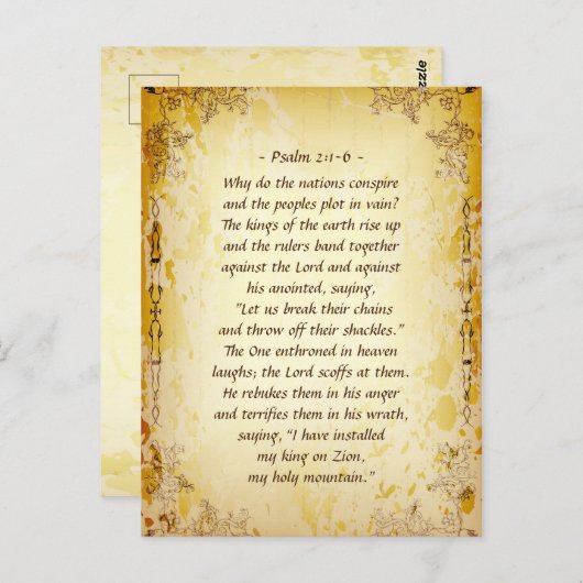 Psalm 2 1-6 Waarom verenigen de naties zich? Briefkaart (Voorkant / Achterkant)