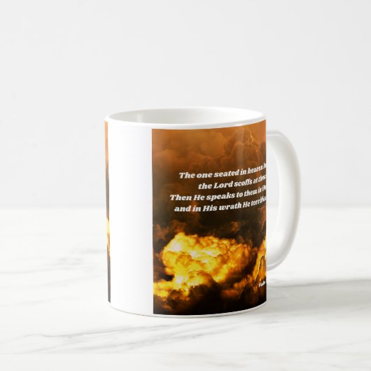 Psalm 2:4-5 Gods toorn Bijbelvers Koffiemok (Voorkant rechts)