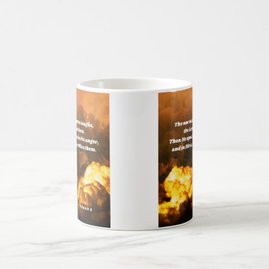 Psalm 2:4-5 Gods toorn Bijbelvers Koffiemok (Center)