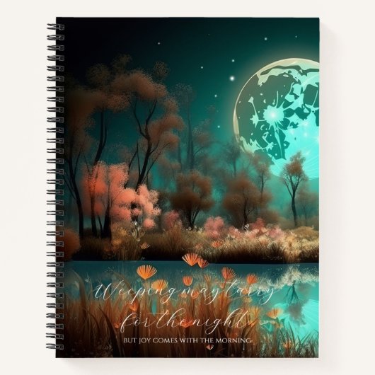 Psalm 30:5 Green Moon Aangepast Notitieboek (Voorkant)