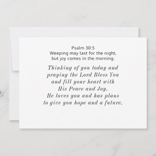 Psalm 30:5 Joy komt met de ochtend Flat Kaart (Achterkant)