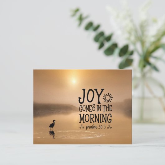 Psalm 30:5 Vreugde komt in de ochtend Bijbel Verse Briefkaart (Staand voorkant)