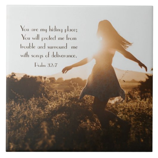 Psalm 32:7 Je bent mijn schuilplaats Bijbelversie Tegeltje (Voorkant)