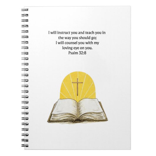 Psalm 32:8 Bijbeltekst Christelijk Dagboek Notitieboek (Voorkant)