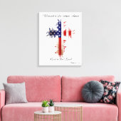 Psalm 33:12 Amerikaans Vlag Kruis Canvas Afdruk (Insitu (Woonkamer))
