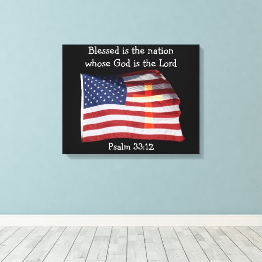 Psalm 33:12 Canvas (Insitu (Houten vloer))