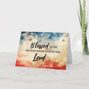 Psalm 33:12 Gezegend is de Natie USA Vlag Bijbel Kaart