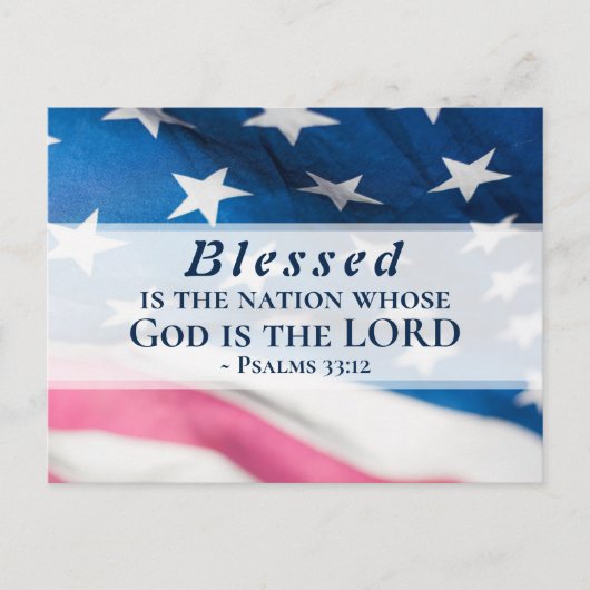 Psalm 33:12 Gezegend is de natie USA Vlag Briefkaart (Voorkant)
