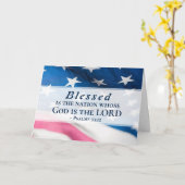 Psalm 33:12 Gezegend is de natie USA Vlag  Kaart (Gele Bloem)