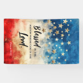 Psalm 33:12 Gezegend is de Nation USA Vlag Bijbel Spandoek (Horizontaal)