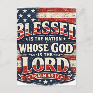 Psalm 33:12 Gezegend Is Het Volk Patriottische Fot Briefkaart