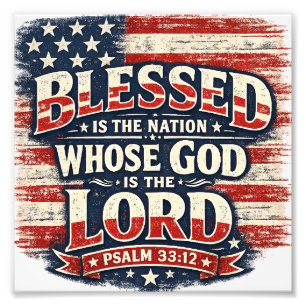 Psalm 33:12 Gezegend Is Het Volk Patriottische Fot Foto Afdruk