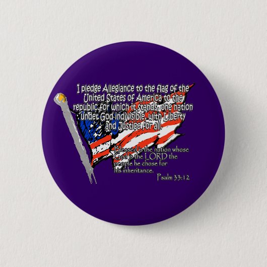 Psalm 33:12 ronde button 5,7 cm (Voorkant)