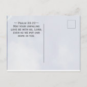 Psalm 33:18 Hoop in Zijn onfaalbare liefde, Schrif Briefkaart (Achterkant)