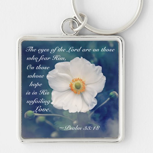 Psalm 33:18 Hoop in Zijn onfaalbare liefde, Schrif Sleutelhanger (Voorkant)