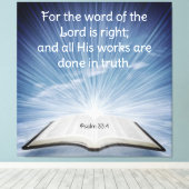 Psalm 33:4 canvas afdruk (Insitu (Houten vloer))