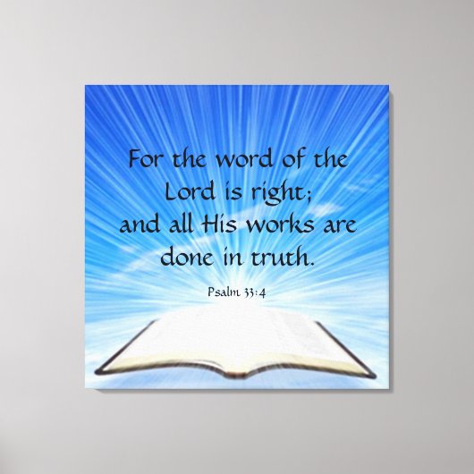 Psalm 33:4 canvas afdruk (Voorkant)