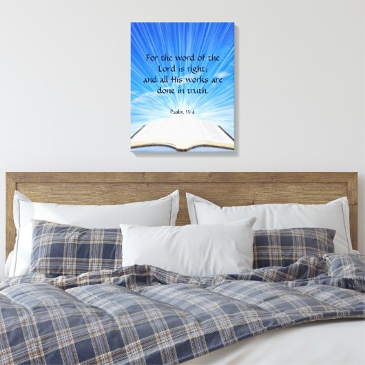 Psalm 33:4 canvas afdruk (Insitu (Slaapkamer))