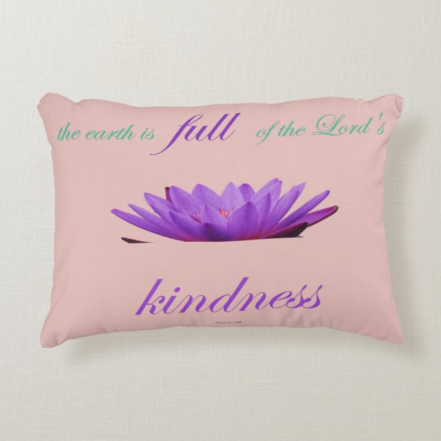 Psalm 33 paarse lotusvriendelijkheid accent kussen (Voorkant)
