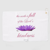 Psalm 33 paarse lotusvriendelijkheid golfhanddoek (Horizontaal)