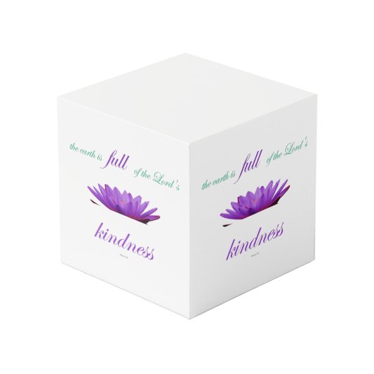 Psalm 33 paarse lotusvriendelijkheid kubus (Voorkant hoekig)