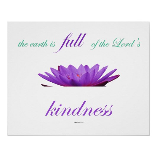 Psalm 33 paarse lotusvriendelijkheid perfect poster (Voorkant)