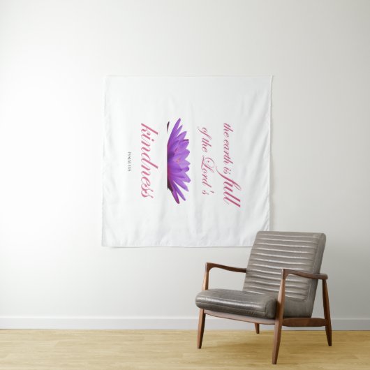 Psalm 33 paarse lotusvriendelijkheid wandkleed (In Situ (horizontaal))