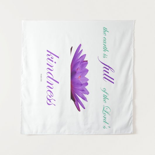 Psalm 33 paarse lotusvriendelijkheid wandkleed (Voorkant (horizontaal))