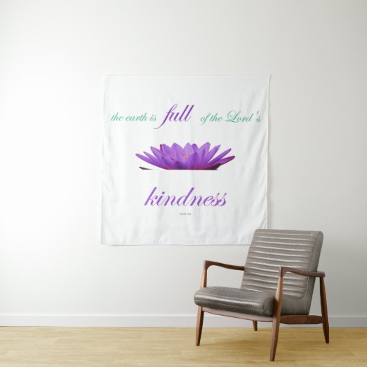 Psalm 33 paarse lotusvriendelijkheid wandkleed (In situ)