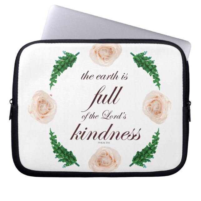 Psalm 33: Schrift met bloemenkunst Laptop Sleeve (Voorkant)