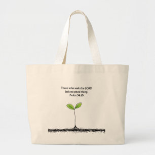 Psalm 34:10 boodschappentas Christelijk aanmoedigi Grote Tote Bag