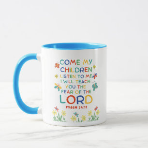 Psalm 34:11 leuke bijbeltekst voor kinderen mok