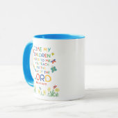 Psalm 34:11 leuke bijbeltekst voor kinderen mok (Voorkant links)