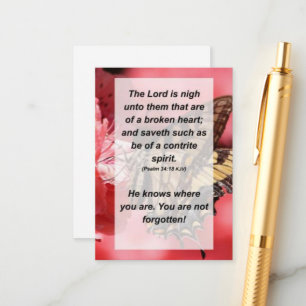 Psalm 34:18 De Heer is bijna tegen hen die van Informatiekaartje