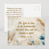 Psalm 34:18 De Heer is dicht bij de gebroken Bijbe Briefkaart (Voorkant / Achterkant)