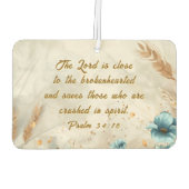 Psalm 34:18 De Heer is dicht bij de gebroken Bijbe Luchtverfrisser (Achterkant)