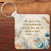 Psalm 34:18 De Heer is dicht bij de gebroken Bijbe Sleutelhanger (Voorkant)