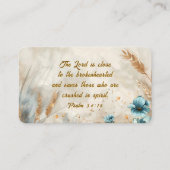 Psalm 34:18 De Heer is dicht bij de gebroken Bijbe Visitekaartje (Voorkant)