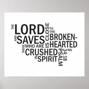 Psalm 34:18 "The Lord is Close" Subway Art Poster