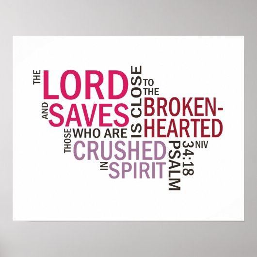 Psalm 34:18 "The Lord is Close" Subway Art Poster (Voorkant)