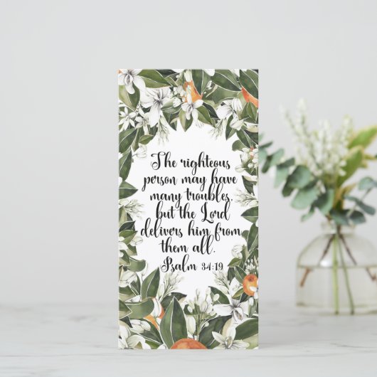 Psalm 34:19, Aquarel bijbeltekst bladwijzer (Staand voorkant)