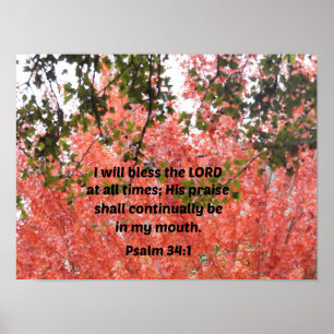 Psalm 34:1 Ik zal de Heer altijd zegenen Poster
