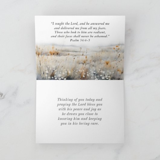 Psalm 34:4 Bijbel en Inspirerend Quote Christelijk Kaart (Binnen)