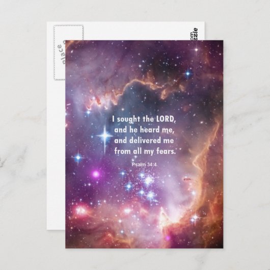 Psalm 34:4 briefkaart (Voorkant / Achterkant)