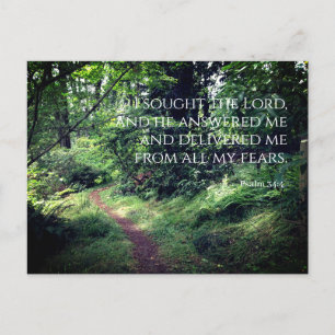 Psalm 34:4 Calm Woodland Path Briefkaart