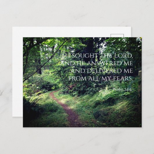 Psalm 34:4 Calm Woodland Path Briefkaart (Voorkant / Achterkant)