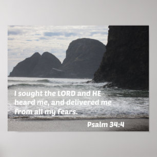Psalm 34:4 Ik zocht de Heer en hij hoorde me Poster