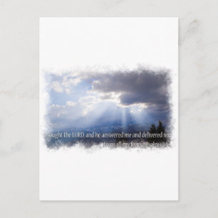 Psalm 34:4 licht achtergrond briefkaart