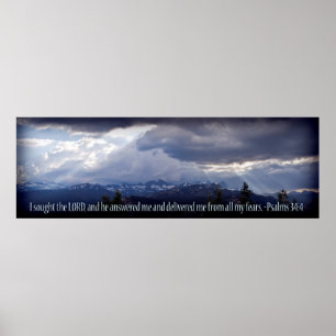 Psalm 34:4 Panorama donker vignet Poster