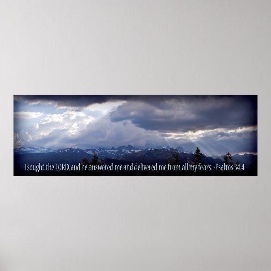 Psalm 34:4 Panorama donker vignet Poster (Voorkant)